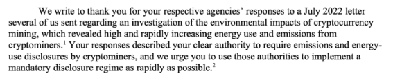 盡管進行了可持續性嘗試，但美國國會仍關注加密貨幣礦業的能源消耗